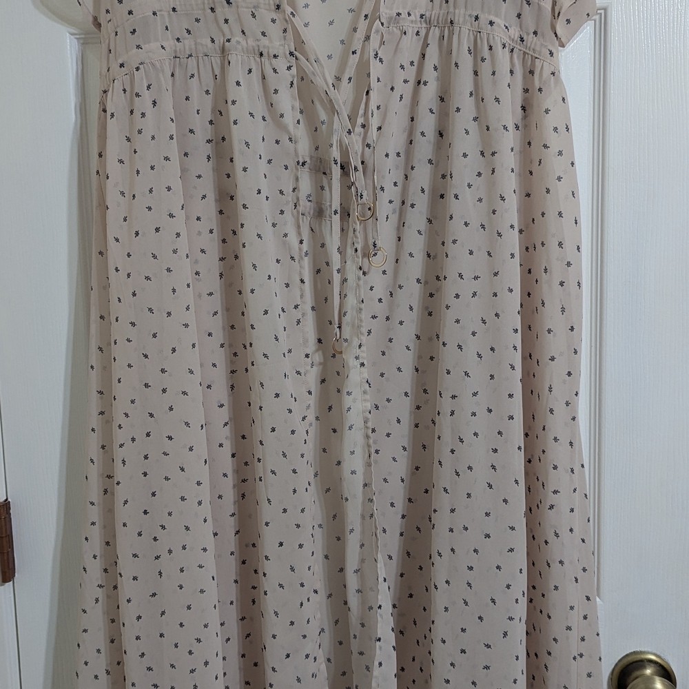 Sheer Cream Floral Duster Dress